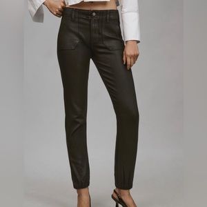 Paige Coated Mayslie Mid-Rise Joggers- Black Size 30.